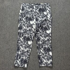 Chicos Pants Womens 2 Black White Floral Fabulously Slimming Ponte Slim Ankle